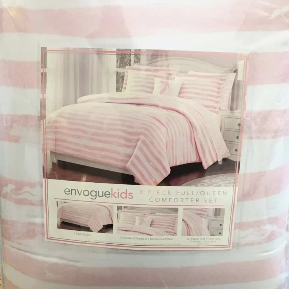 8pc Pink Mermaid Beach Full Queen Comforter Sheet Pillow Bedding Set Envogue Kid